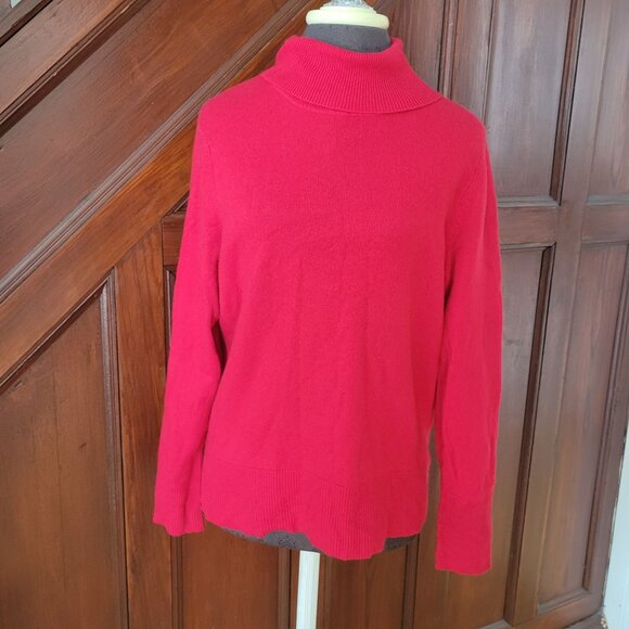 Victor Alfaro Red Cashmere Turtleneck Sweater Womens XL - Picture 1 of 5